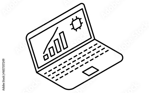 AIを利用した投資アドバイスのイメージのフィンテックアイコン、白黒