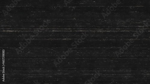 Distorted black video screen displays static noise creating a disturbing glitch effect and grainy texture.