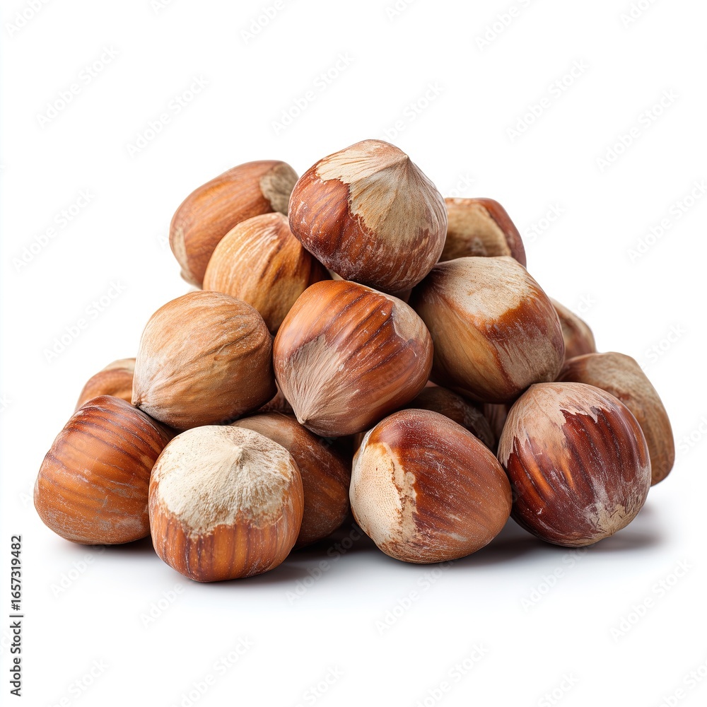 Heap of fresh hazelnuts on white background Heap of fresh hazelnuts on white background