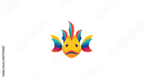 A vibrant and colorful cartoon fish illustration with detailed features and design.