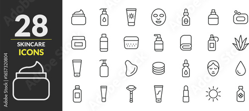 Minimal Skincare line Icon Set