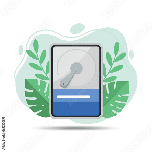 Hard Drive with Green Leaves.