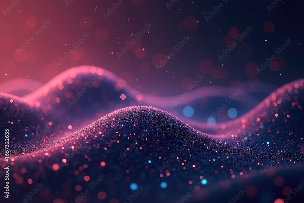 Fototapeta premium Abstract design of textured hills with sparkling particles.