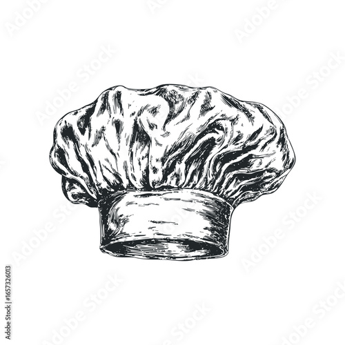 Hand Drawn Sketch of a Traditional Chef Hat