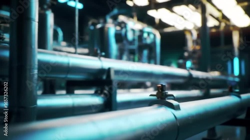 Wallpaper Mural Rows of glowing blue tubes and intricate wiring fill a dark, modern industrial facility, creating a sense of advanced technology and digital infrastructure. Torontodigital.ca
