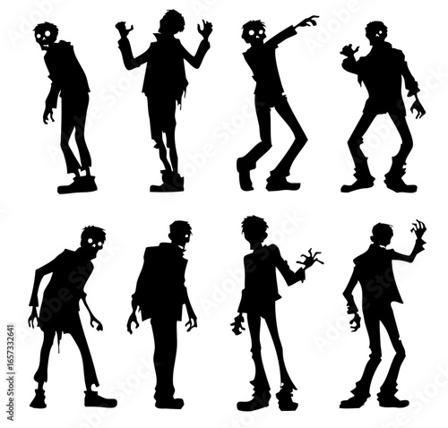 Silhouettes of Creepy Zombies in Various Poses