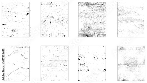 Dirty borders collection on white background. Crosshatch pattern texture set distressed. Hand drawn pencil lines.