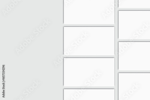 Vector mockup of blank presentation slides with shadows, isolated on background. Perfect for branding, pitch decks, business reports, advertising, web designs, social posts, app and online portfolio