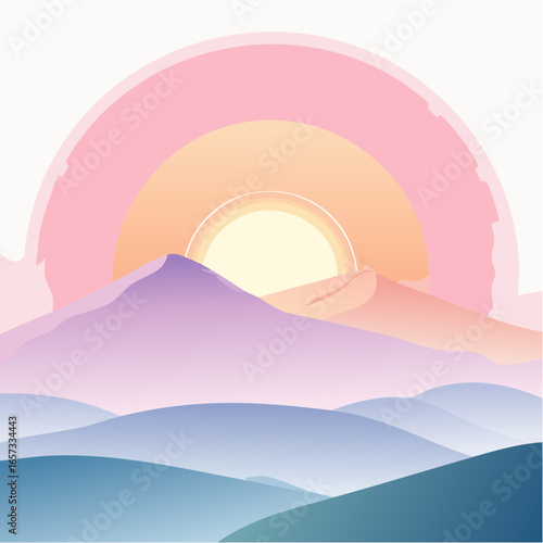 Background illustration of chinese wind blue artistic conception landscape painting
4