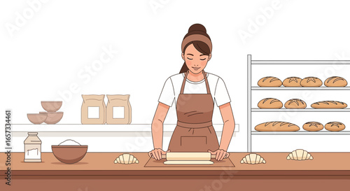 Envisioning culinary creations woman in a kitchen baking some croissants