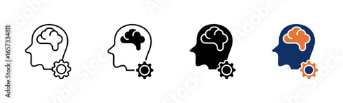 Psychology icon sheet multiple style collection