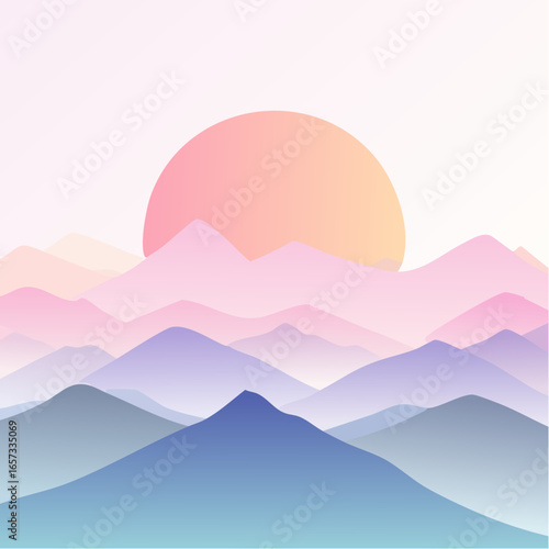 Background illustration of chinese wind blue artistic conception landscape painting
2