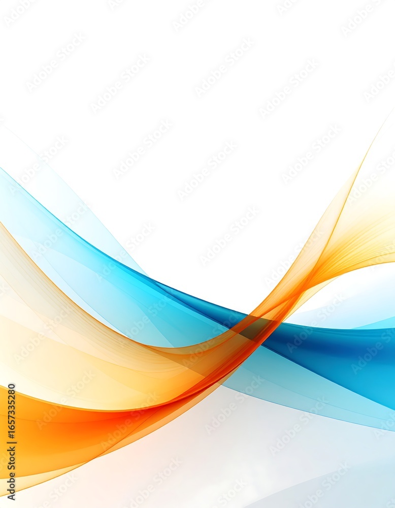 Fototapeta premium Abstract flowing blue and orange waves on white background