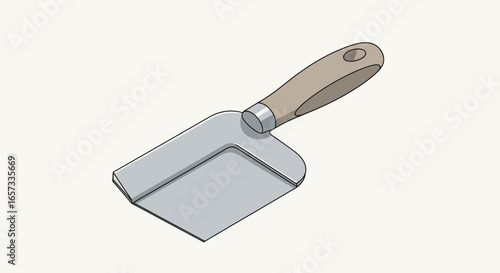 Isolated illustration of a hand scoop with a wooden handle on white