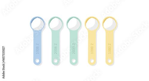 Pastel measuring spoons assortment, modern cooking tool graphic rendering