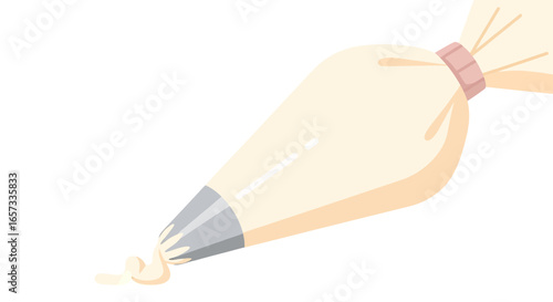 Pastry bag with cream, simplified vector illustration for baking elements