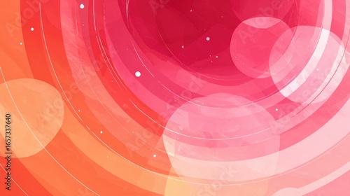 Abstract, vibrant, concentric circles of pink and orange