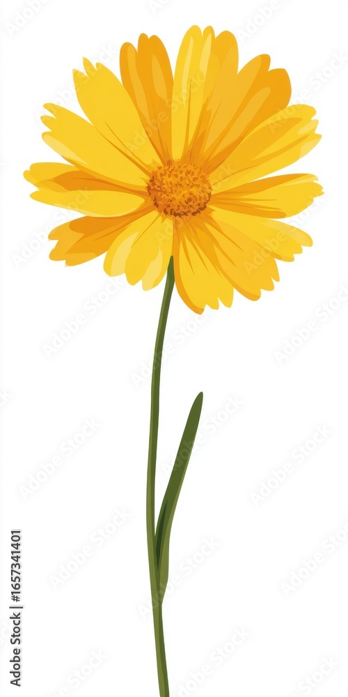 Naklejka premium Bright Yellow Daisy Flower on White Background