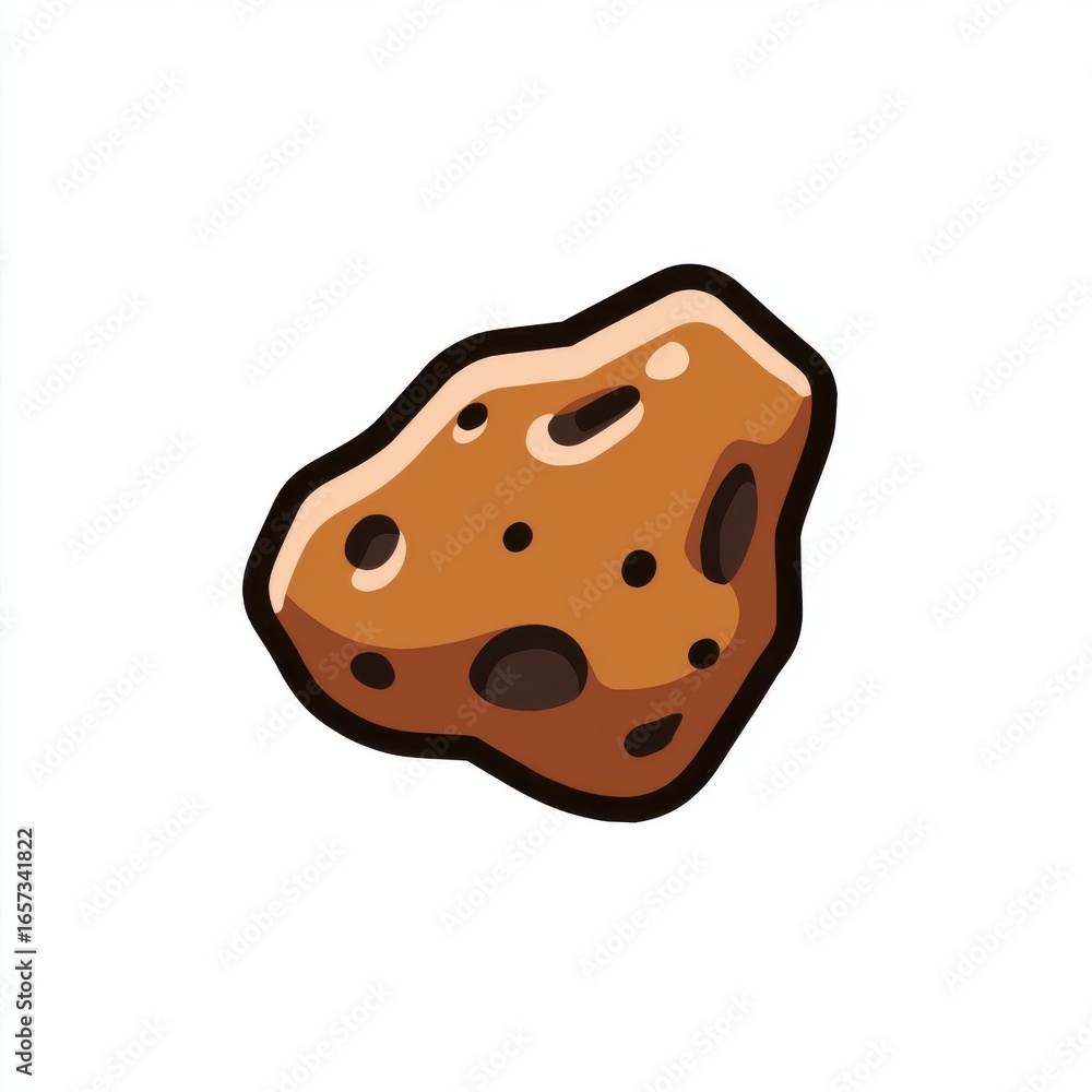 Fototapeta premium Brown Cartoon Asteroid Pixel Art Illustration
