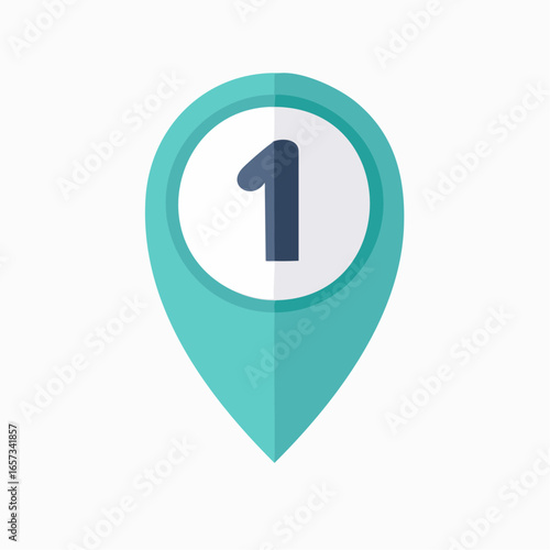 Flat Vector Location Pin Icon Number 1