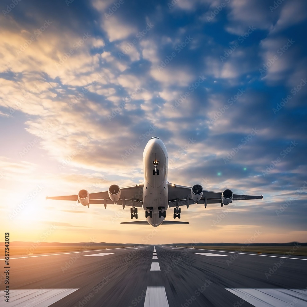 Fototapeta premium Airplane taking off from the airport.