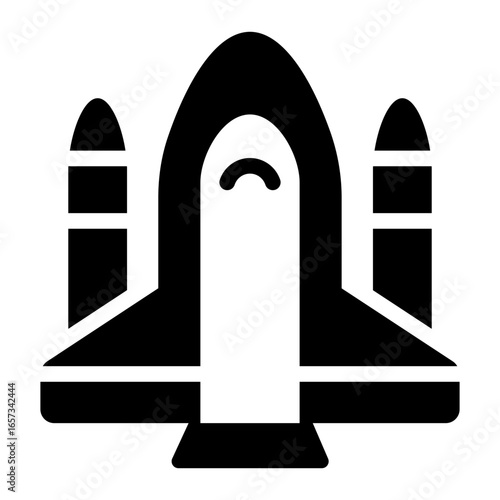 spacecraft glyph icon ready for travel to deep space exploration