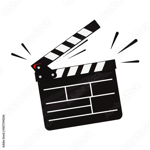 Classic Black and White Movie Clapperboard with Dynamic Lines
