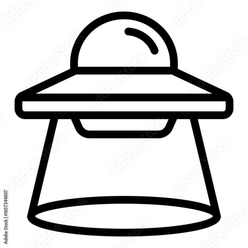 ufo outline icon showing alien spacecraft hovering with bright beam