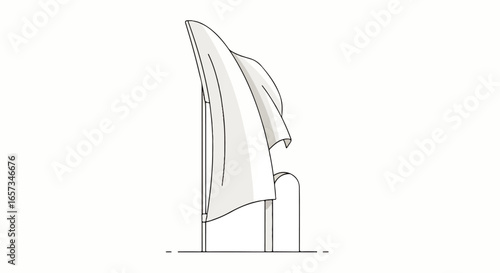 Stylized White Fabric Drape Flowing Gracefully Over Abstract Forms