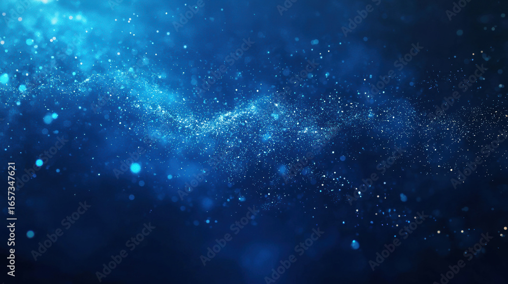 Naklejka premium A dark blue background with particles or elements randomly drifting in space. 