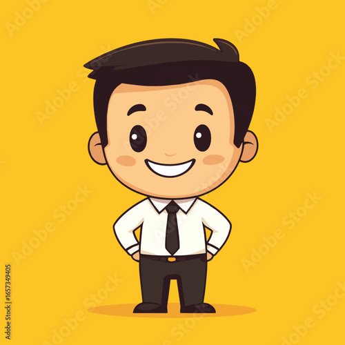 businessman hiding smile, vector style simple color