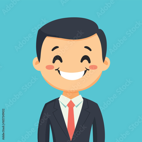 businessman hiding smile, vector style simple color