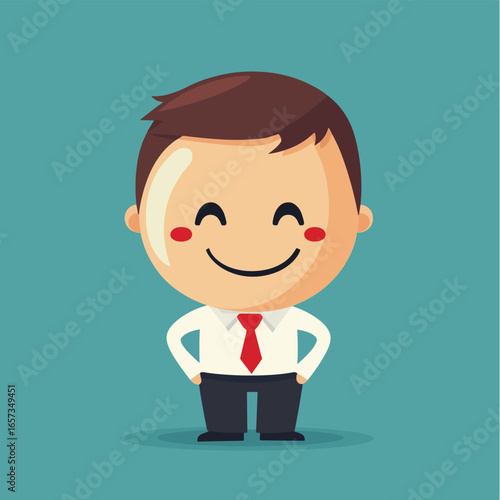 businessman hiding smile, vector style simple color