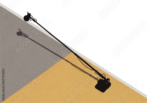 Black Boom Microphone with Shotgun and Recorder on Textured Surface