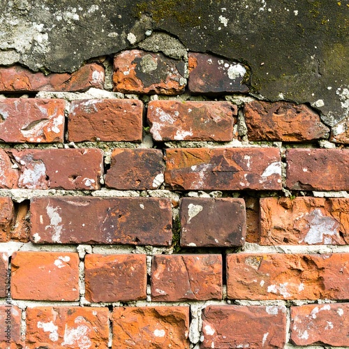 Old brick wall with mortar