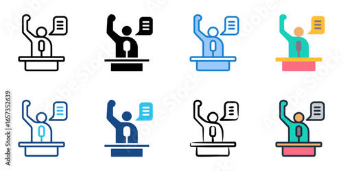 Public Speaking icon set multiple style collection 

