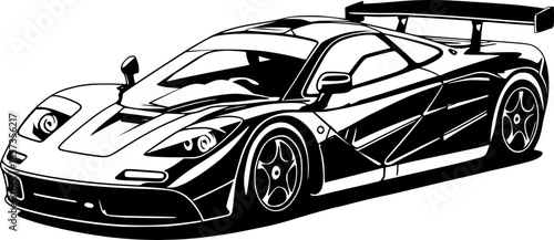 the black  race sports car