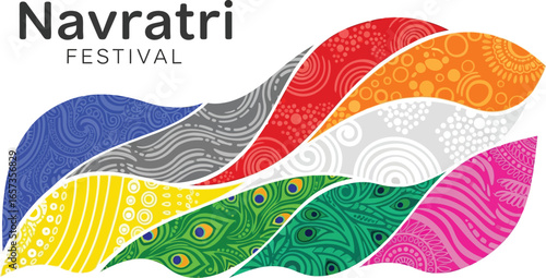 Colorful and festive navratri festival illustration with traditional indian elements and decorative patterns, perfect for cultural celebrations and holiday greetings