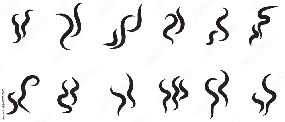 Fototapeta premium Smoke steam icon vector set. abstract Smoke steam icon on white background.