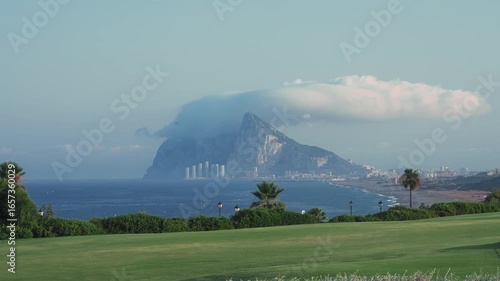Gibraltar as seen from the Spanish border, Andalusia, Spain