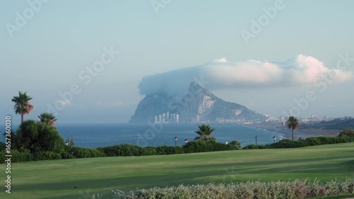 Gibraltar as seen from the Spanish border, Andalusia, Spain