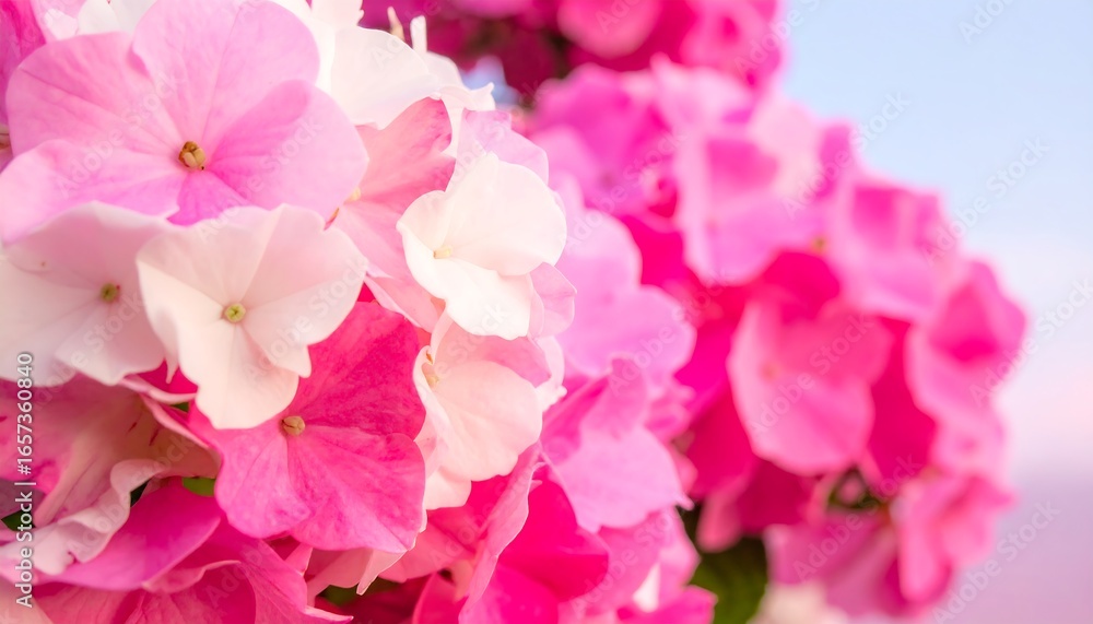 Close-up of Vibrant Pink Hydrangea Flowers with Soft Bokeh Background. Close-up of Vibrant Pink Hydrangea Flowers with Soft Bokeh Background.