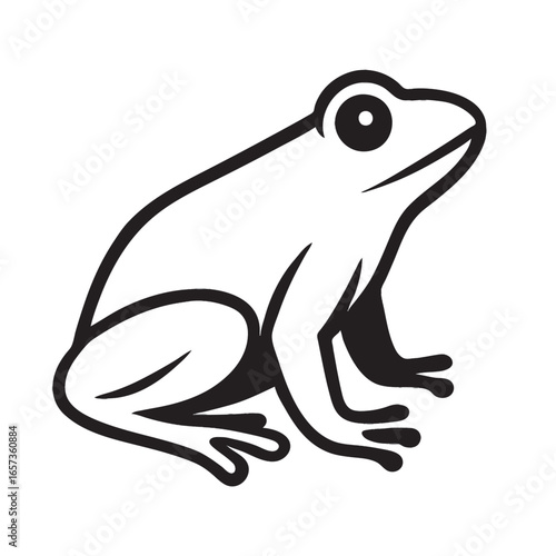 Frog Silhouette Vector Illustration, Amphibian Animal Symbol of Endangered Wildlife and Habitat Conservation