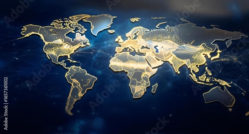 World Map with Golden Borders