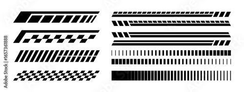 Modern Black Racing Stripes Graphic Template. Abstract Black Racing Stripes Decorative Sticker.