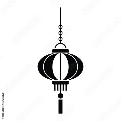 Black silhouette vector illustration of traditional chinese lantern