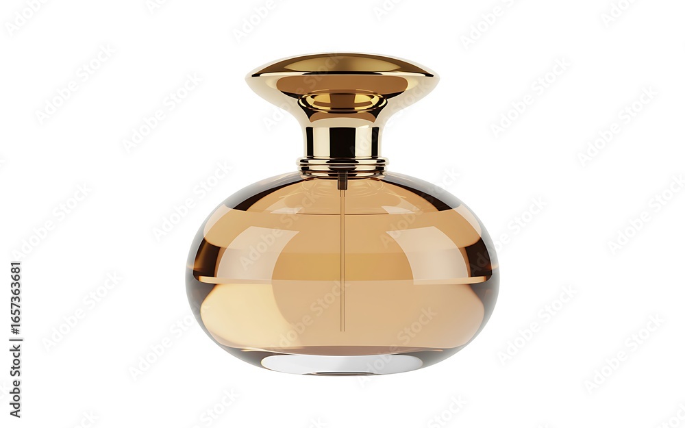 Obraz premium Golden perfume bottle isolated on white background