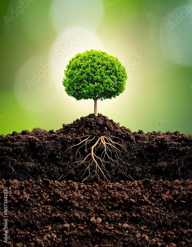 Small tree growing from soil