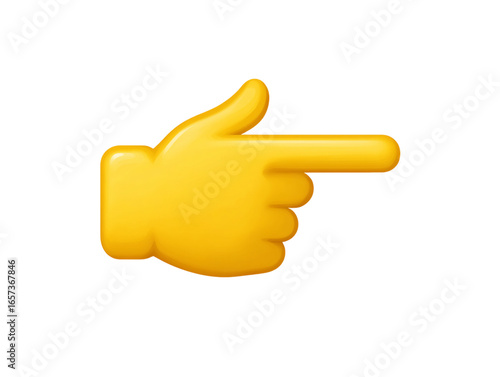 Cartoon Yellow Hand with Index Finger Pointing Right on Transparent Background, PNG