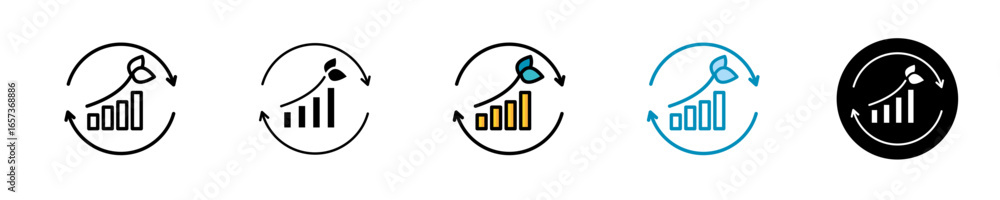 Sustainable Growth Icon Set Multiple Style Collection Sustainable Growth Icon Set Multiple Style Collection